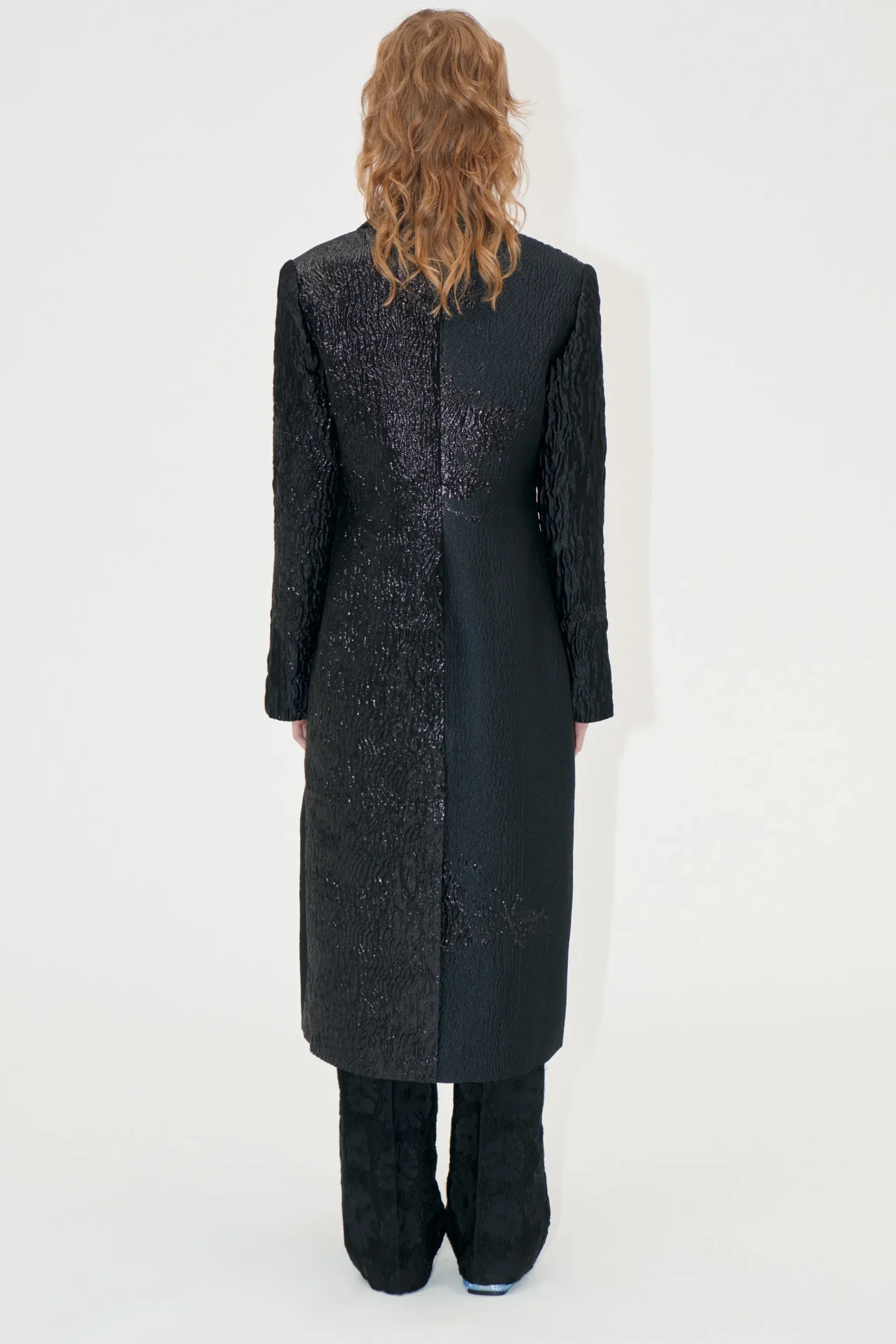 STINE GOYA Long Sleeve Straight Coat - Black Impressionist Hue BlackImpressionistHue Discount