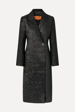STINE GOYA Long Sleeve Straight Coat - Black Impressionist Hue BlackImpressionistHue Discount