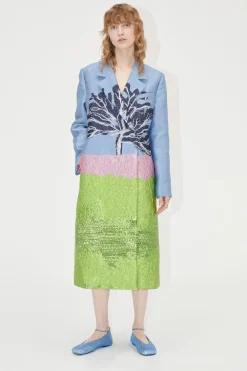 STINE GOYA Long Sleeve Straight Coat - Tree Flash Sale