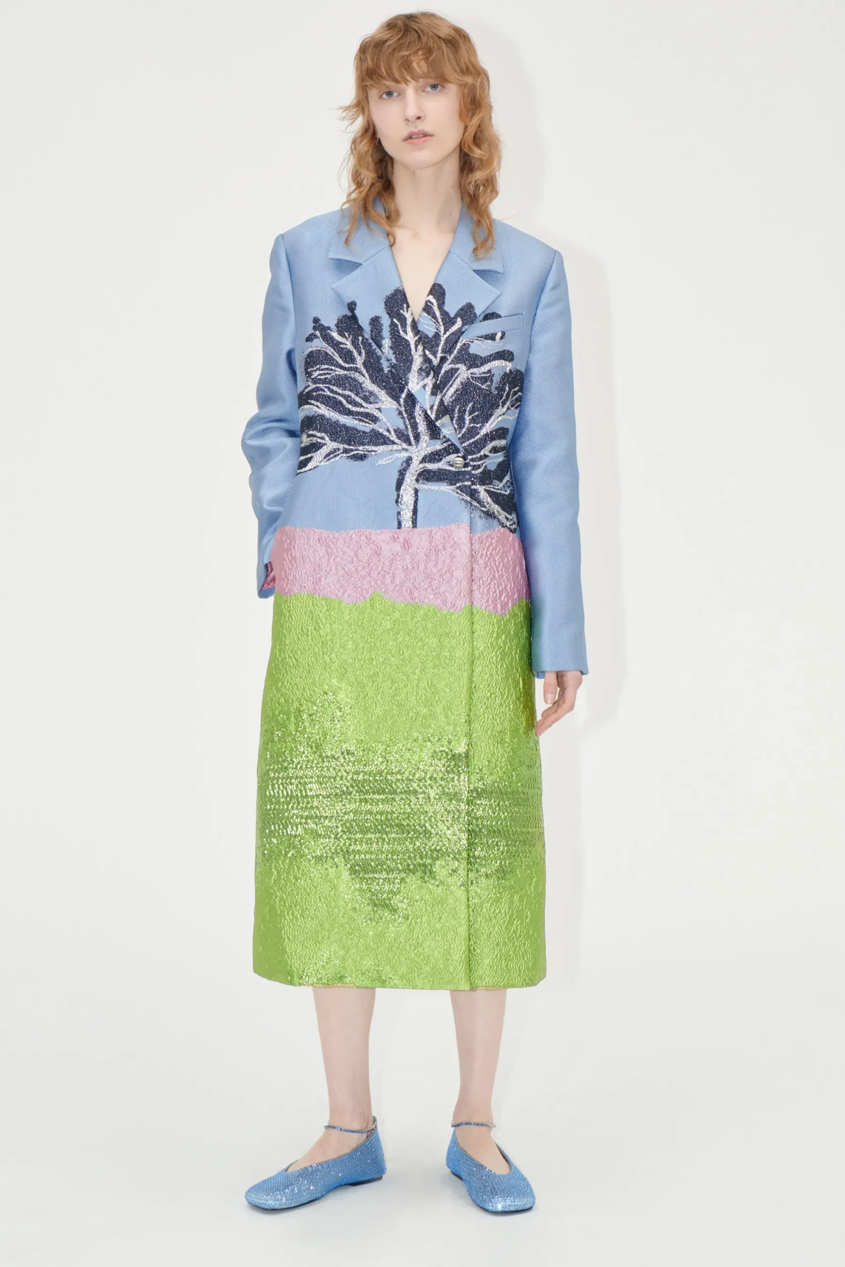 STINE GOYA Long Sleeve Straight Coat - Tree Flash Sale