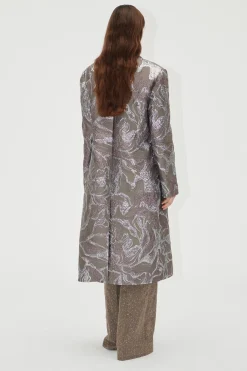 STINE GOYA Long Sleeve Straight Coat - Abstract Foliage AbstractFoliage Best