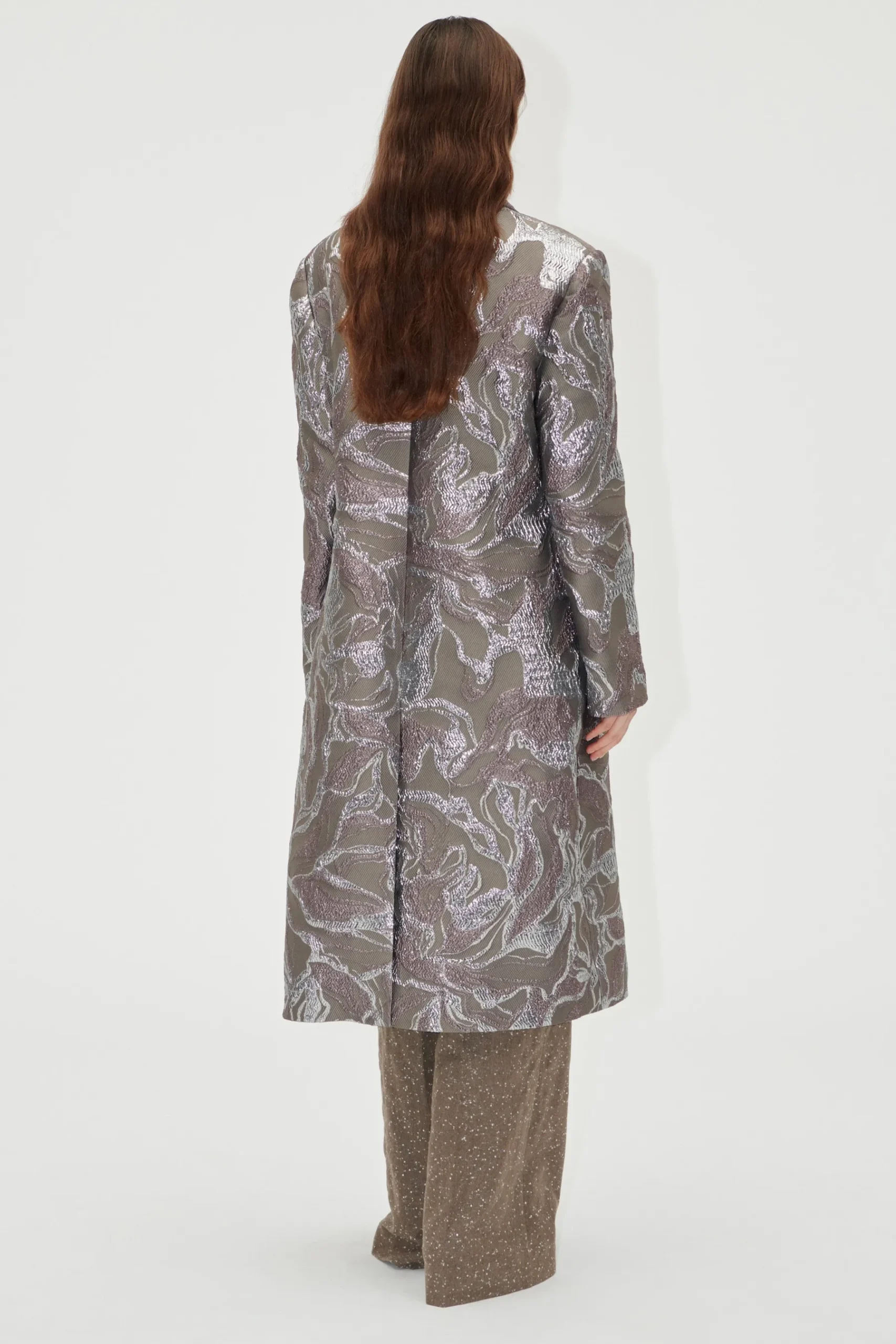 STINE GOYA Long Sleeve Straight Coat - Abstract Foliage AbstractFoliage Best