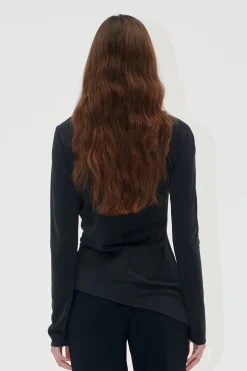 STINE GOYA Long Sleeve Top With Fixed Buckle - Jet Black JetBlack Fashion