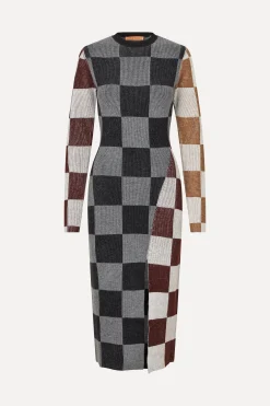 STINE GOYA Midi Fitted Dress - Chocolate Combo ChocolateCombo Fashion