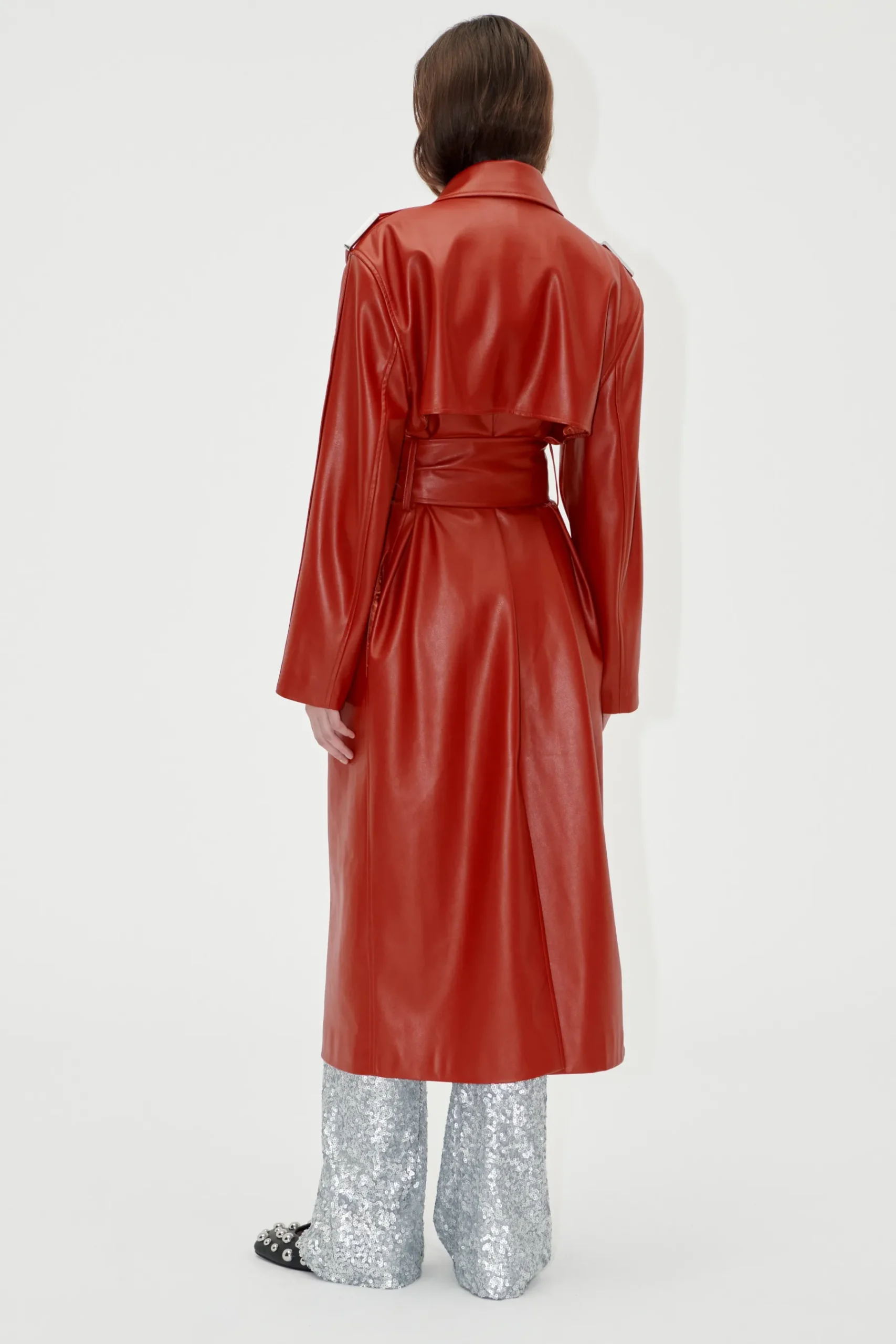 STINE GOYA Oversized Trenchcoat With Buckle Belt - Red Ochre RedOchre Cheap