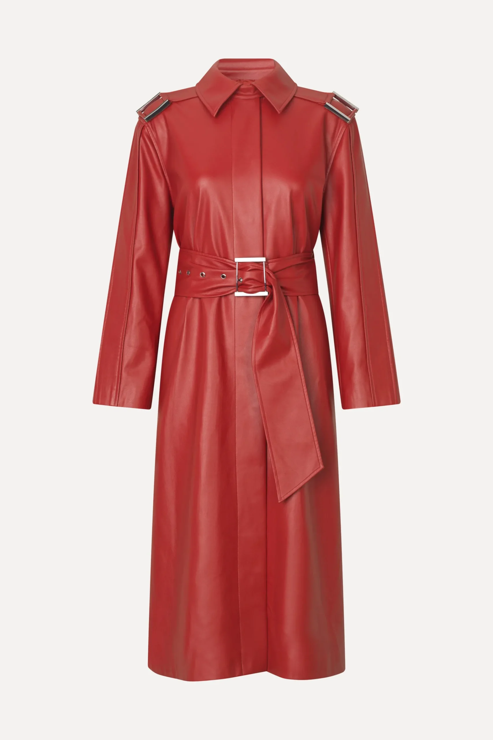 STINE GOYA Oversized Trenchcoat With Buckle Belt - Red Ochre RedOchre Cheap