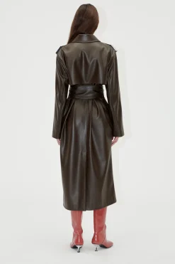 STINE GOYA Oversized Trenchcoat With Buckle Belt - Chocolate Discount