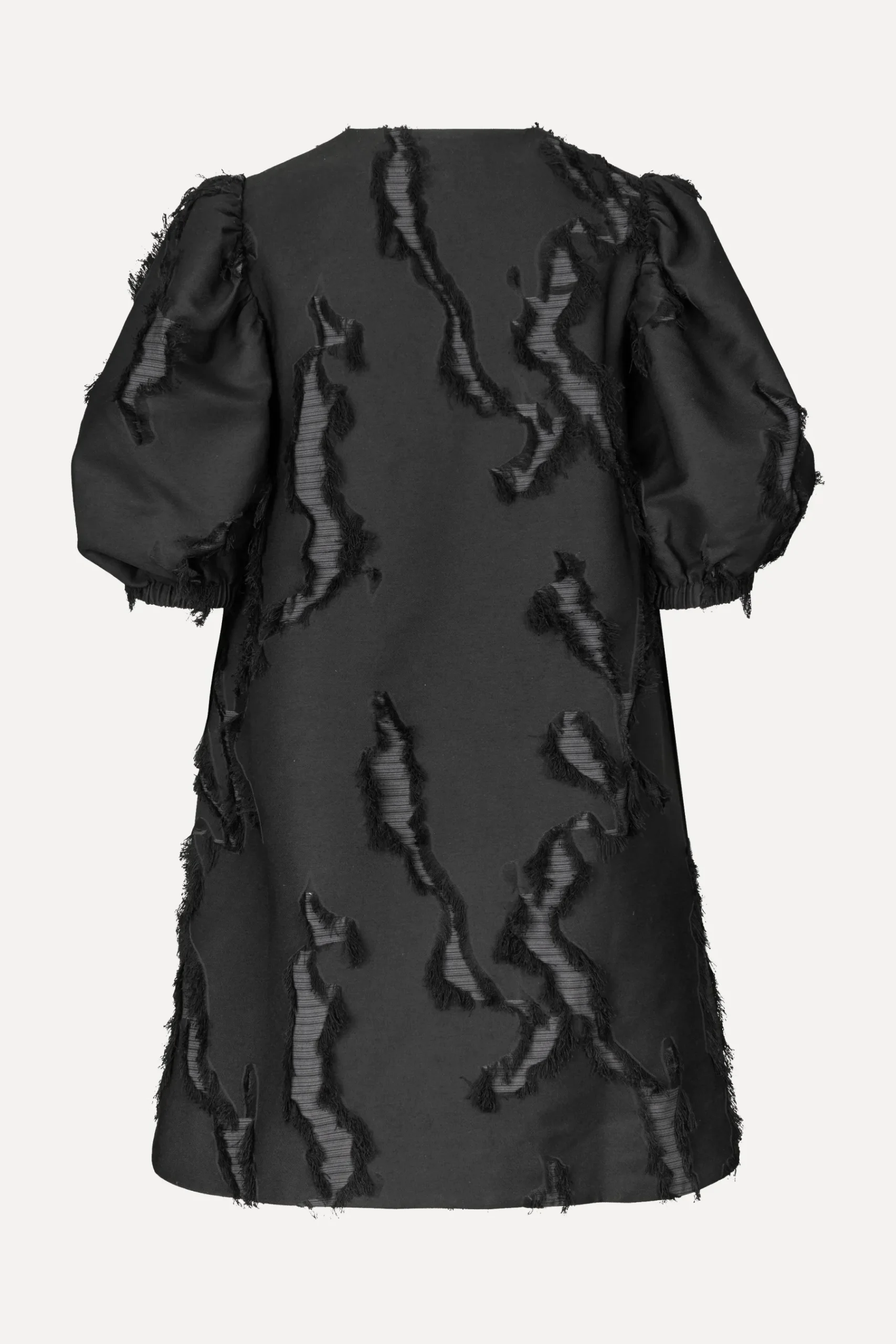STINE GOYA Puffy Sleeves Mini Dress - Jet Black JetBlack New