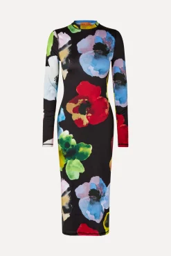 STINE GOYA Pullover Long Sleeve Midi Dress - Watercolor Bloom WatercolorBloom Fashion