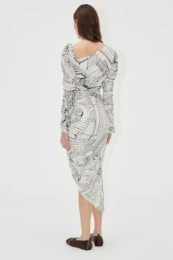 STINE GOYA Rouched Midi Dress - Fineline Staircase FinelineStaircase Store