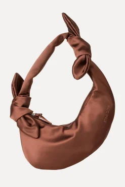 STINE GOYA Satin Knotted Satchel - Chocolate Cheap
