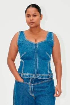 STINE GOYA SGEliana Denim Top - Trompe L'oeil TrompeL'oeil Best Sale