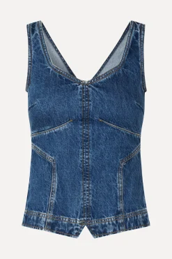 STINE GOYA SGEliana Denim Top - Trompe L'oeil TrompeL'oeil Best Sale