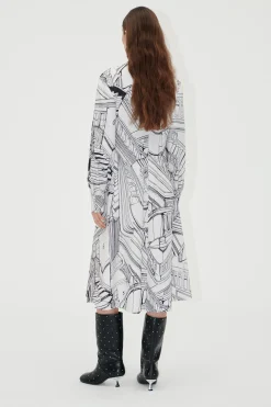 STINE GOYA Shoulder Pleated Long Dress - Fineline Staircase FinelineStaircase Hot