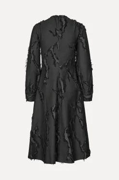 STINE GOYA Shoulder Pleated Long Dress - Jet Black JetBlack New