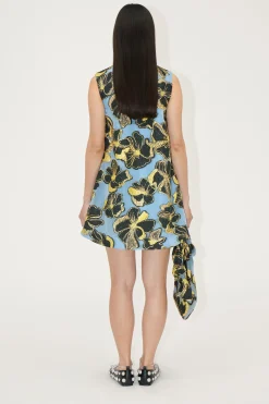 STINE GOYA Sleeveless V-Neck Short Dress - Blue Anemone Jacquard NeckShortDress-BlueAnemoneJacquard Cheap