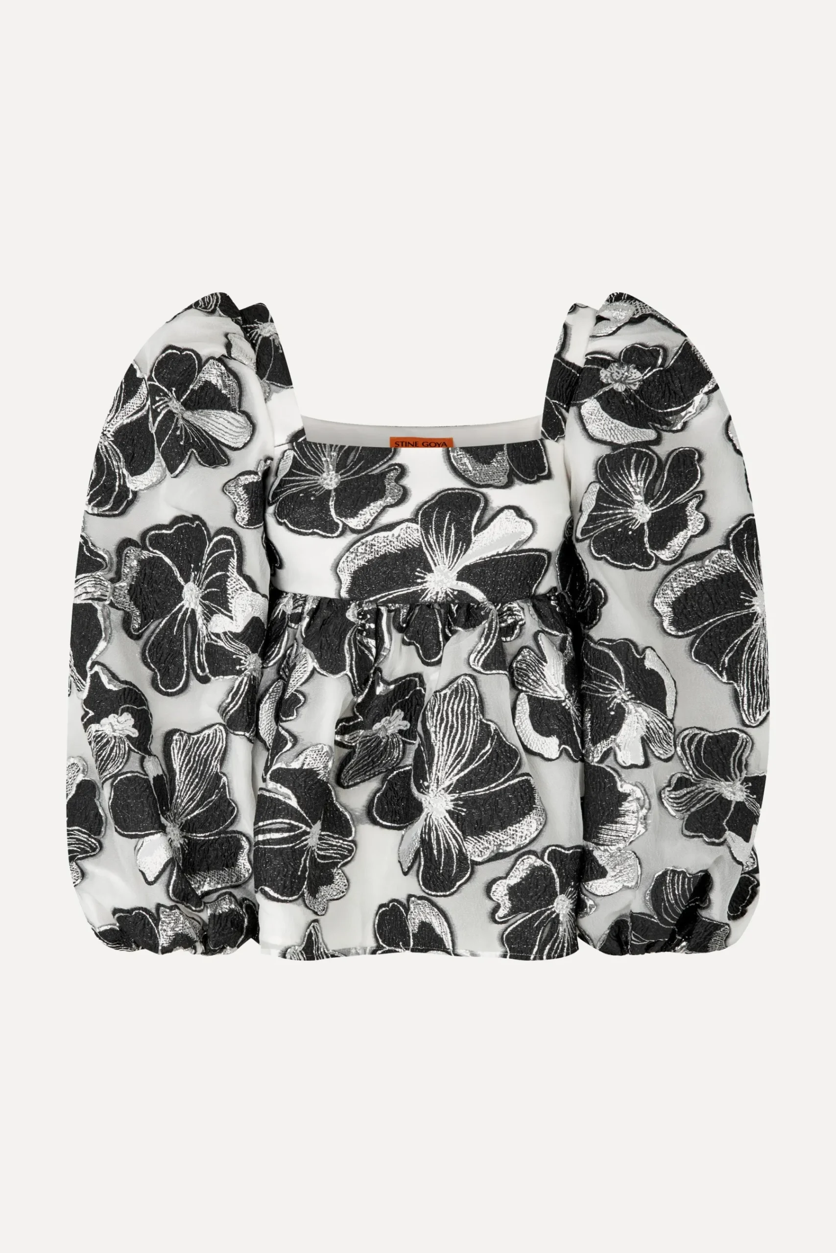 STINE GOYA Square Neck Long Sleeve Top - Anemone Jacquard AnemoneJacquard Sale