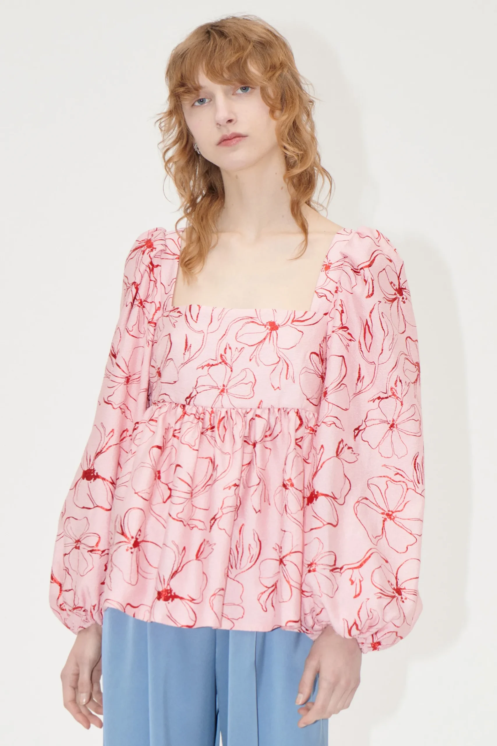 STINE GOYA Square Neck Long Sleeve Top - Foil Foliage FoilFoliage Cheap