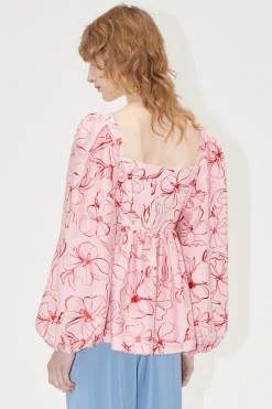 STINE GOYA Square Neck Long Sleeve Top - Foil Foliage FoilFoliage Cheap