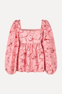 STINE GOYA Square Neck Long Sleeve Top - Foil Foliage FoilFoliage Cheap