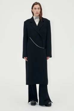 STINE GOYA Straight Long Sleeve Coat - Black Clearance