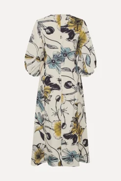 STINE GOYA Three-Quarter Sleeve Midi Dress - Fine Line Poppies QuarterSleeveMidiDress-FineLinePoppies Best