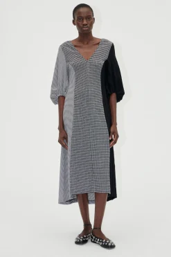 STINE GOYA Three-Quarter Sleeve Midi Dress - Black / White Store
