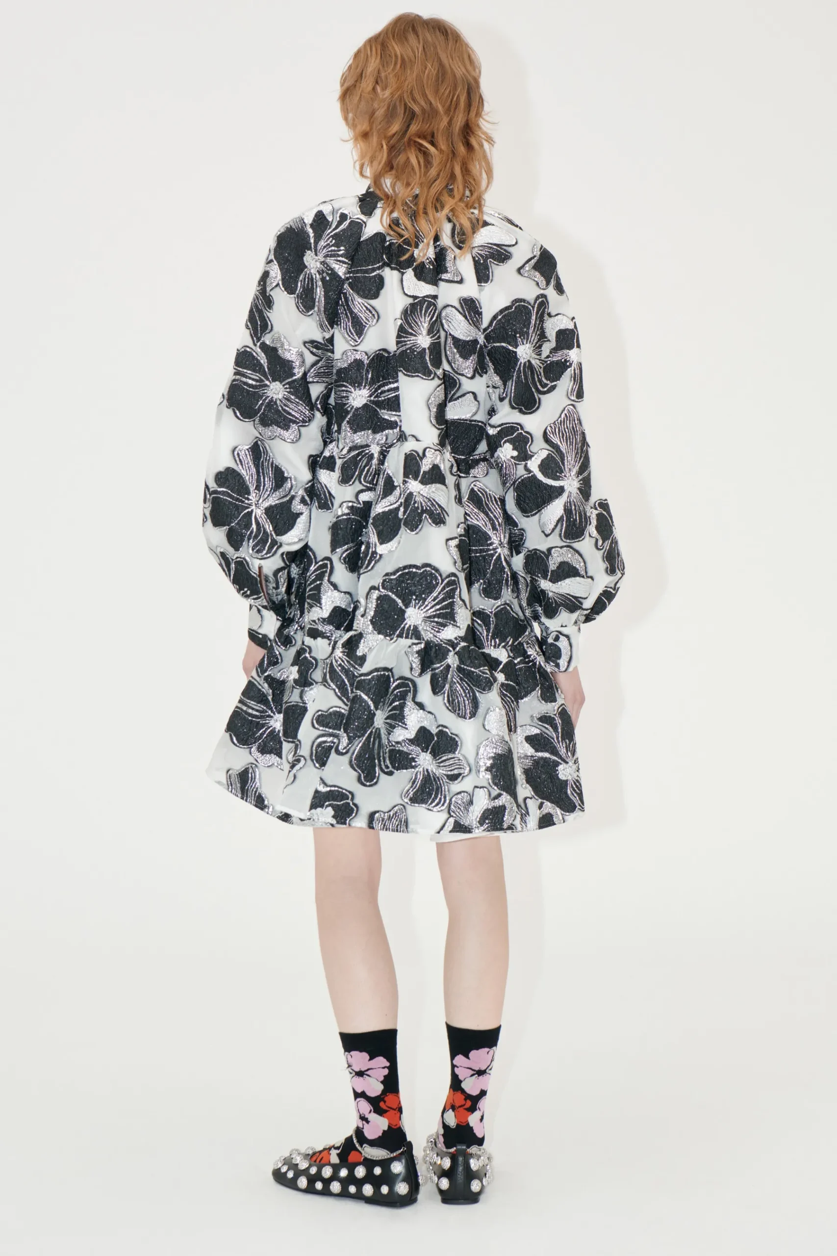 STINE GOYA Tier Voluminous Ruffle Mini Dress - Anemone Jacquard AnemoneJacquard Hot