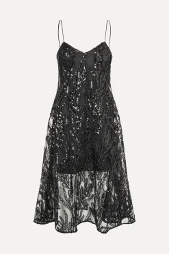 STINE GOYA V Neck Midi Dress - Abstract Embellishment AbstractEmbellishment Cheap