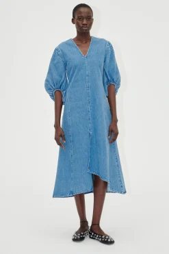STINE GOYA Volume Sleeves Midi Dress - Denim Blue DenimBlue Flash Sale