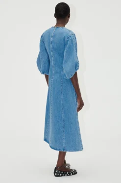 STINE GOYA Volume Sleeves Midi Dress - Denim Blue DenimBlue Flash Sale