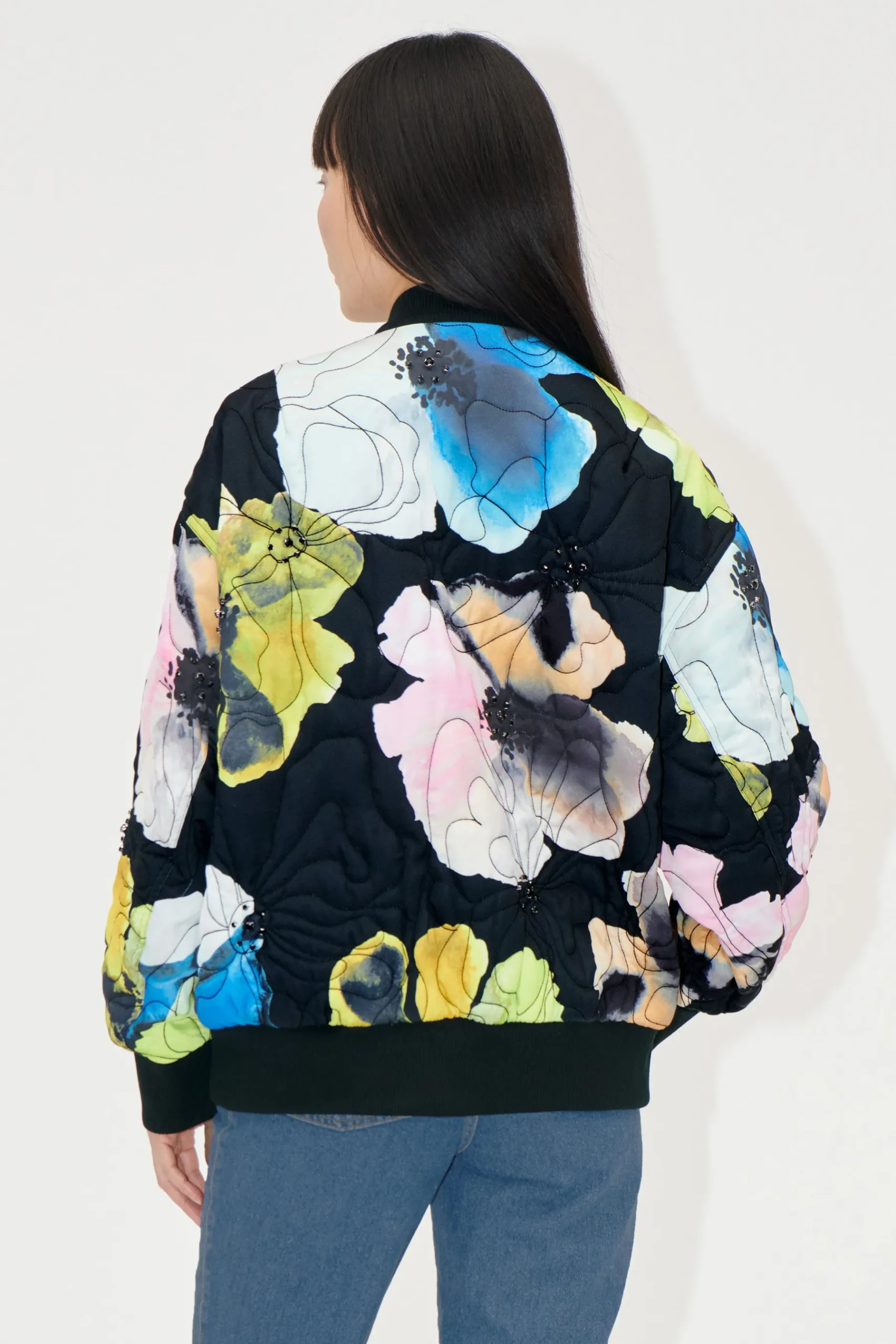 STINE GOYA Voluminous Bomber Jacket - Watercolor Bloom WatercolorBloom Discount