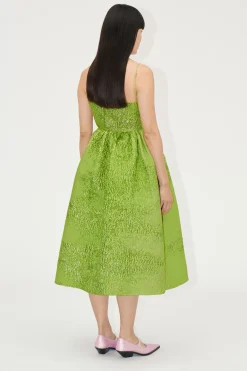 STINE GOYA Voluminous Gathered Midi Dress - Green impressionist hue Greenimpressionisthue New