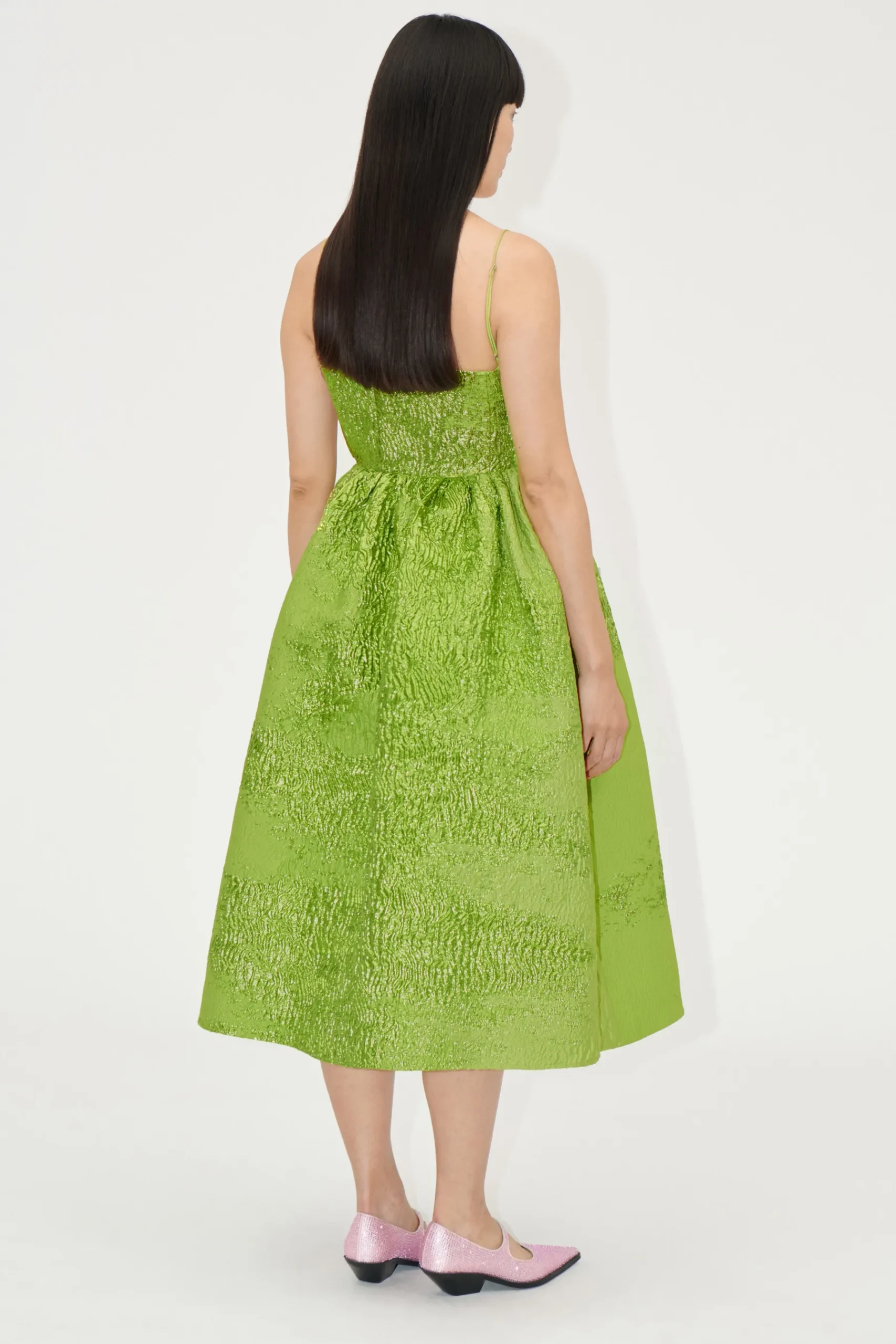STINE GOYA Voluminous Gathered Midi Dress - Green impressionist hue Greenimpressionisthue New