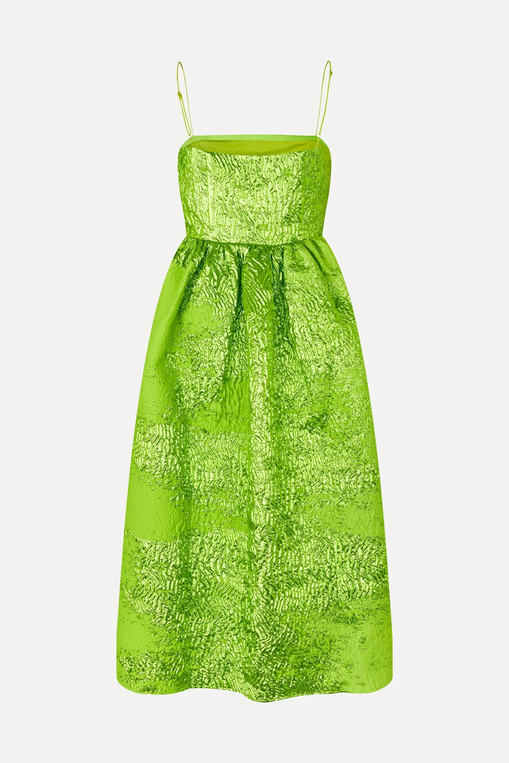 STINE GOYA Voluminous Gathered Midi Dress - Green impressionist hue Greenimpressionisthue New