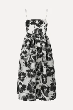 STINE GOYA Voluminous Gathered Midi Dress - Anemone Jacquard AnemoneJacquard Hot