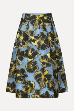 STINE GOYA Voluminous Midi Skirt - Blue Anemone Jacquard BlueAnemoneJacquard Best