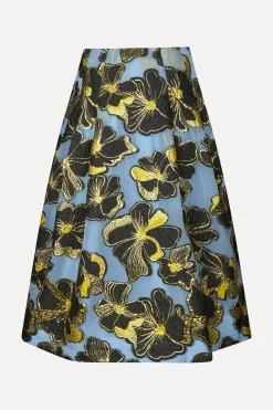 STINE GOYA Voluminous Midi Skirt - Blue Anemone Jacquard BlueAnemoneJacquard Best