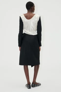 STINE GOYA Wrap Midi Dress - Black / Butter Milk Online